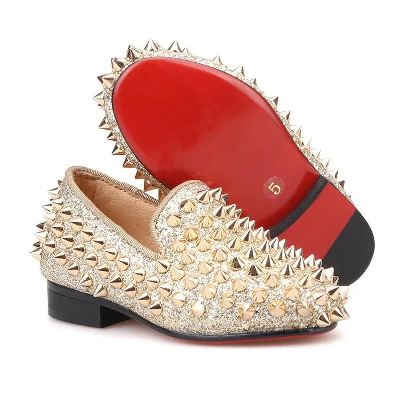 Kids Loafers Timeless Elegance: Handmade Spiked Loafers for Kids - Loafer Shoes - Guocali