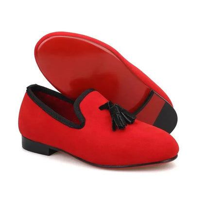 Kids Loafers Twinkle-Tassel: Parent-Child Velvet Loafers -Guocali