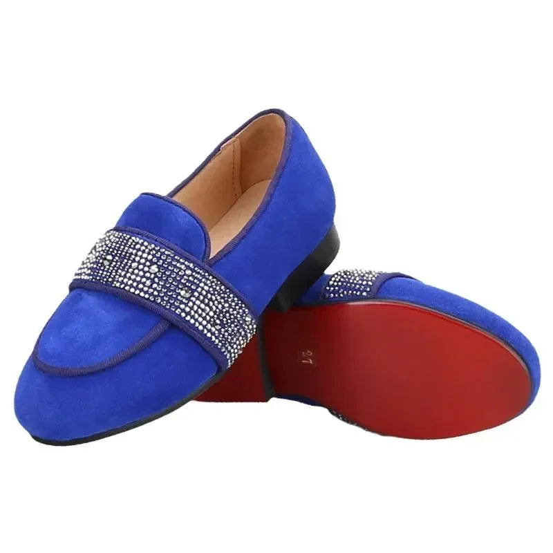Kids Loafers Twinkle-Toes: Sparkling Steps Handcrafted Rhinestone Kids' Loafers -Guocali