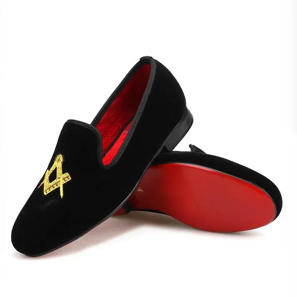 Kids Loafers Velvet Kids Loafer Shoes: Matching Parent Design with Red Sole -Guocali