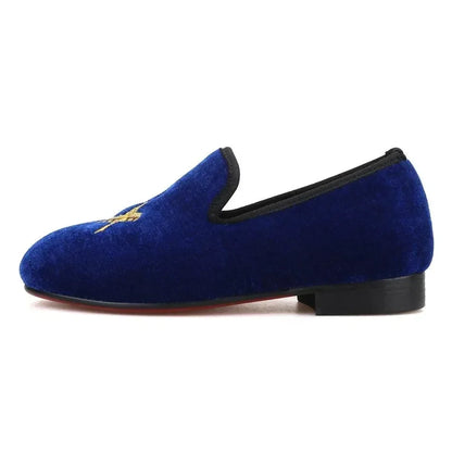 Kids Loafers Velvet Kids Loafer Shoes: Matching Parent Design with Red Sole -Guocali