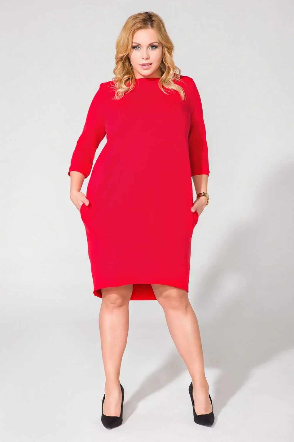 Knit Knee Length Dress Casual Everyday Comfort-Day Dress-GUOCALI