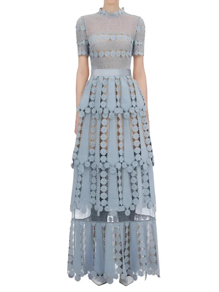 Lace Patchwork Backless Party Dress -Guocali