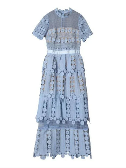 Lace Patchwork Backless Party Dress -Guocali