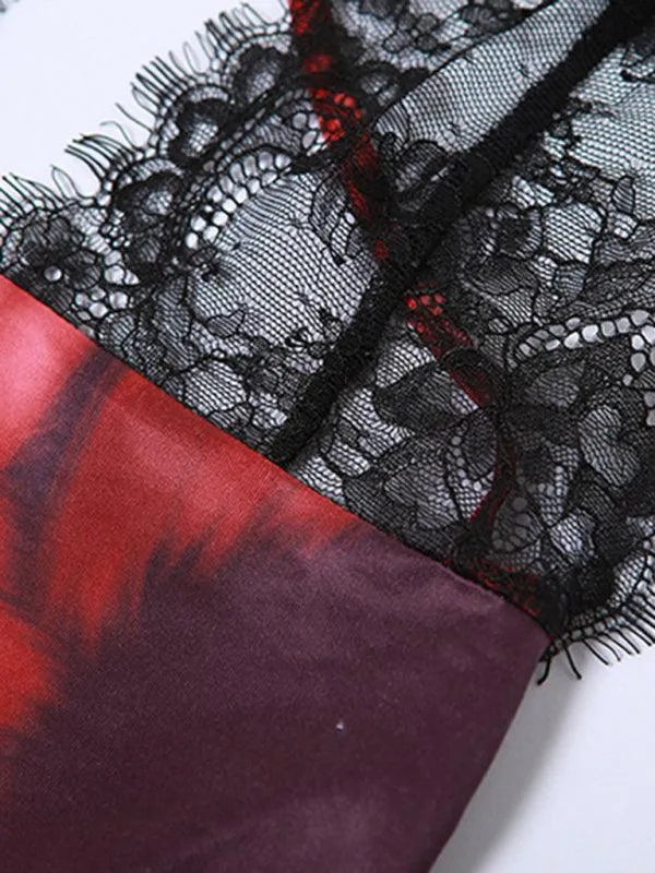 Lace Suspender Backless Bodycon Maxi Dress -Guocali