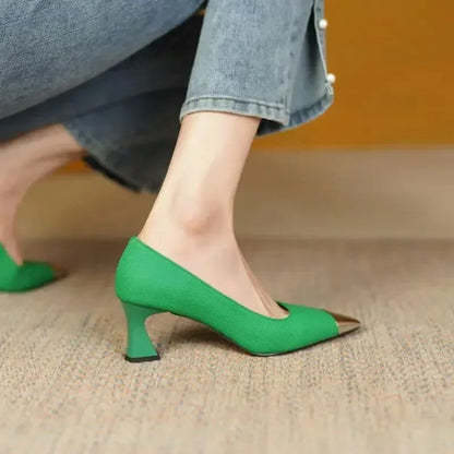 Ladies High Heel Leather Pumps Shoes -Guocali