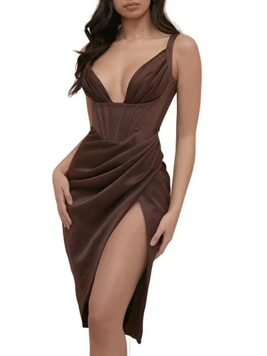 Ladies High Waist Suspender Evening Dress -Guocali