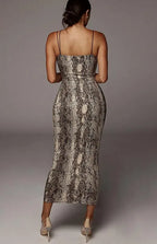 Ladies Sleeveless V-Neck Wild Print Dress