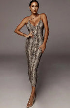 Ladies Sleeveless V-Neck Wild Print Dress