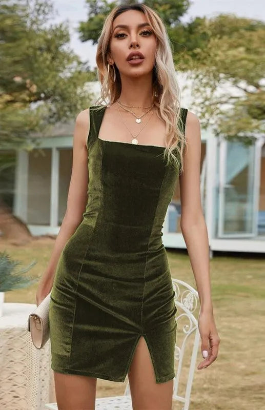 Ladies Square Neck Hip Dress