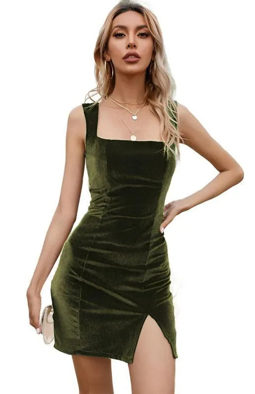 Ladies Square Neck Hip Dress