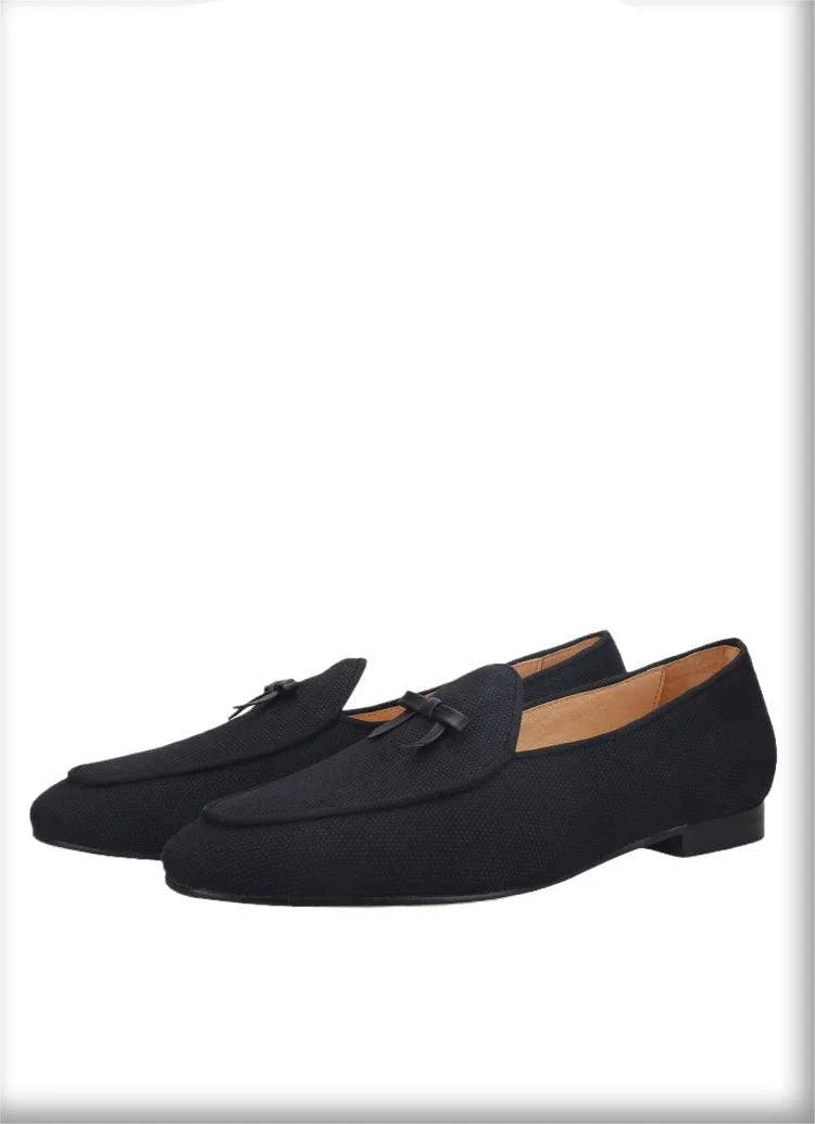 Leather Bow Tie Men Loafers - Men Shoes -Guocali