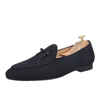 Leather Bow Tie Men Loafers - Men Shoes -Guocali