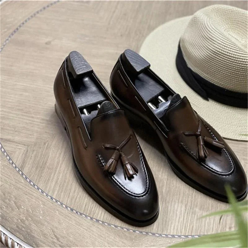 Men Tassel Dress Loafers - Slip-On Formal Dress Shoes