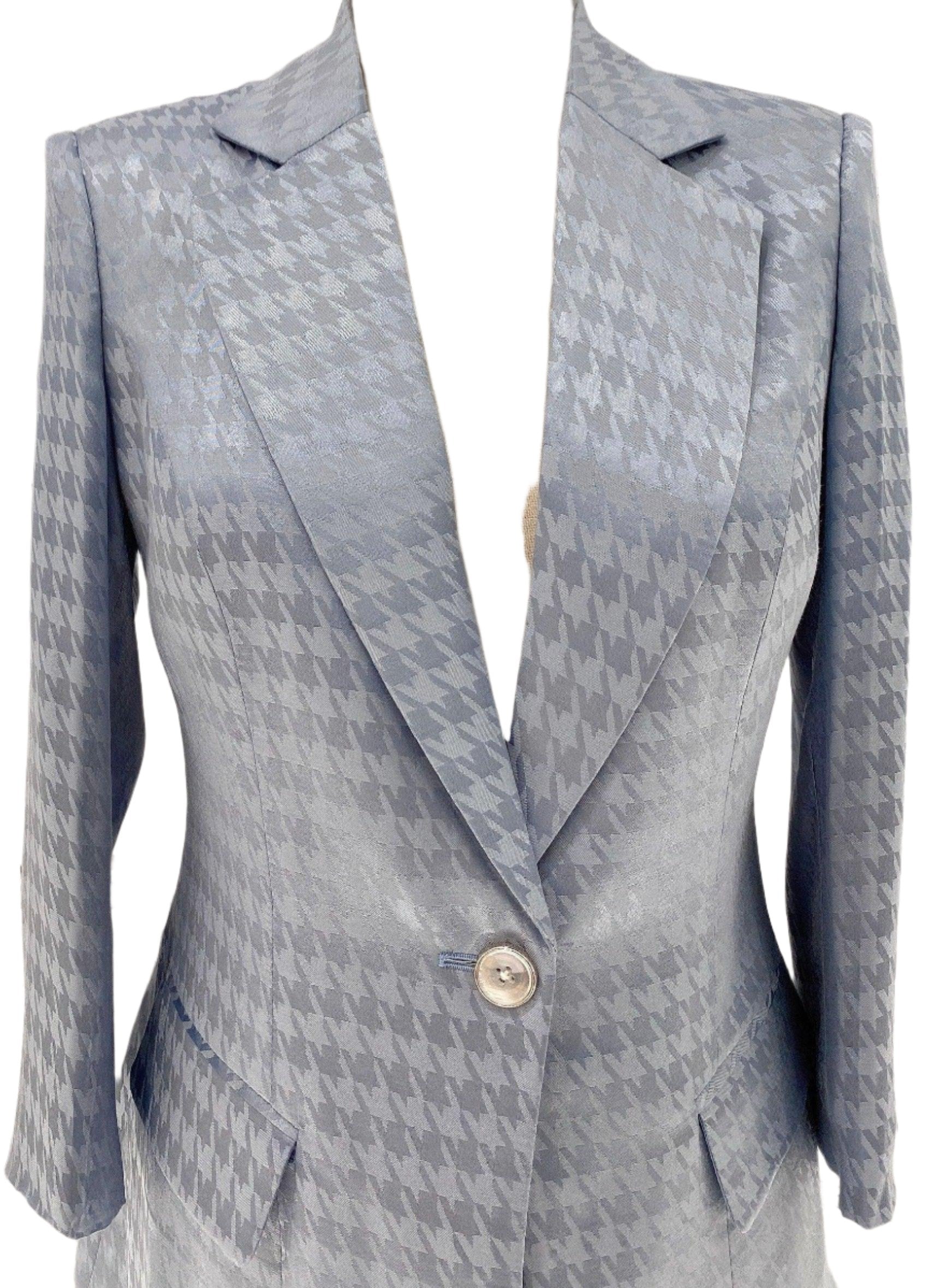 Light Blue Plaid Pant Suit, Thin Women Trouser Suit - Pantsuit - Guocali