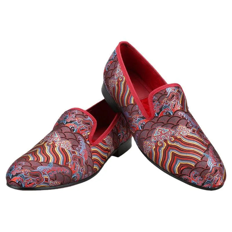 Loafer Shoes Auspicious Cloud Jacquard Men Loafers - Men Shoes -Guocali