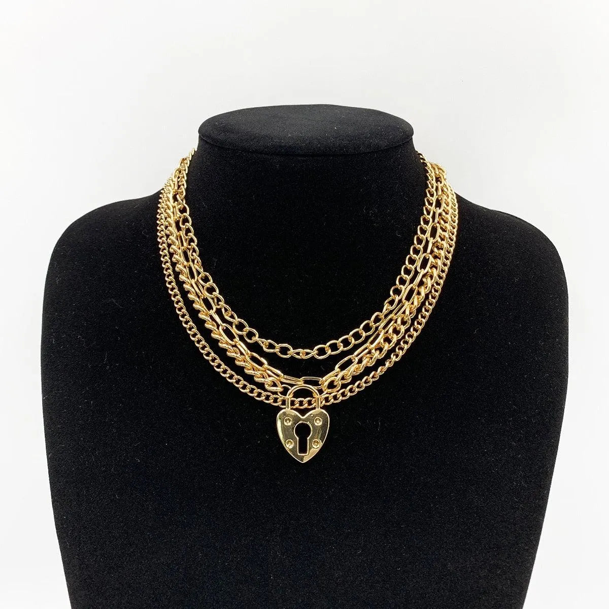 Lock Pendant Necklace - Multi-Layered Women Jewelry -Guocali