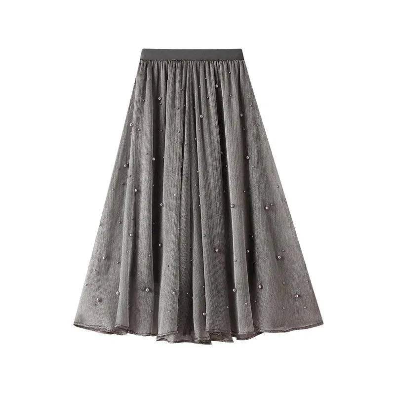 Long Skirt with Ruffle Edge - Patchwork Skirt - Guocali