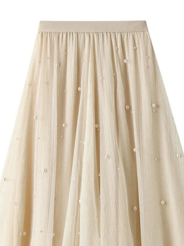 Long Skirt with Ruffle Edge - Patchwork Skirt - Guocali