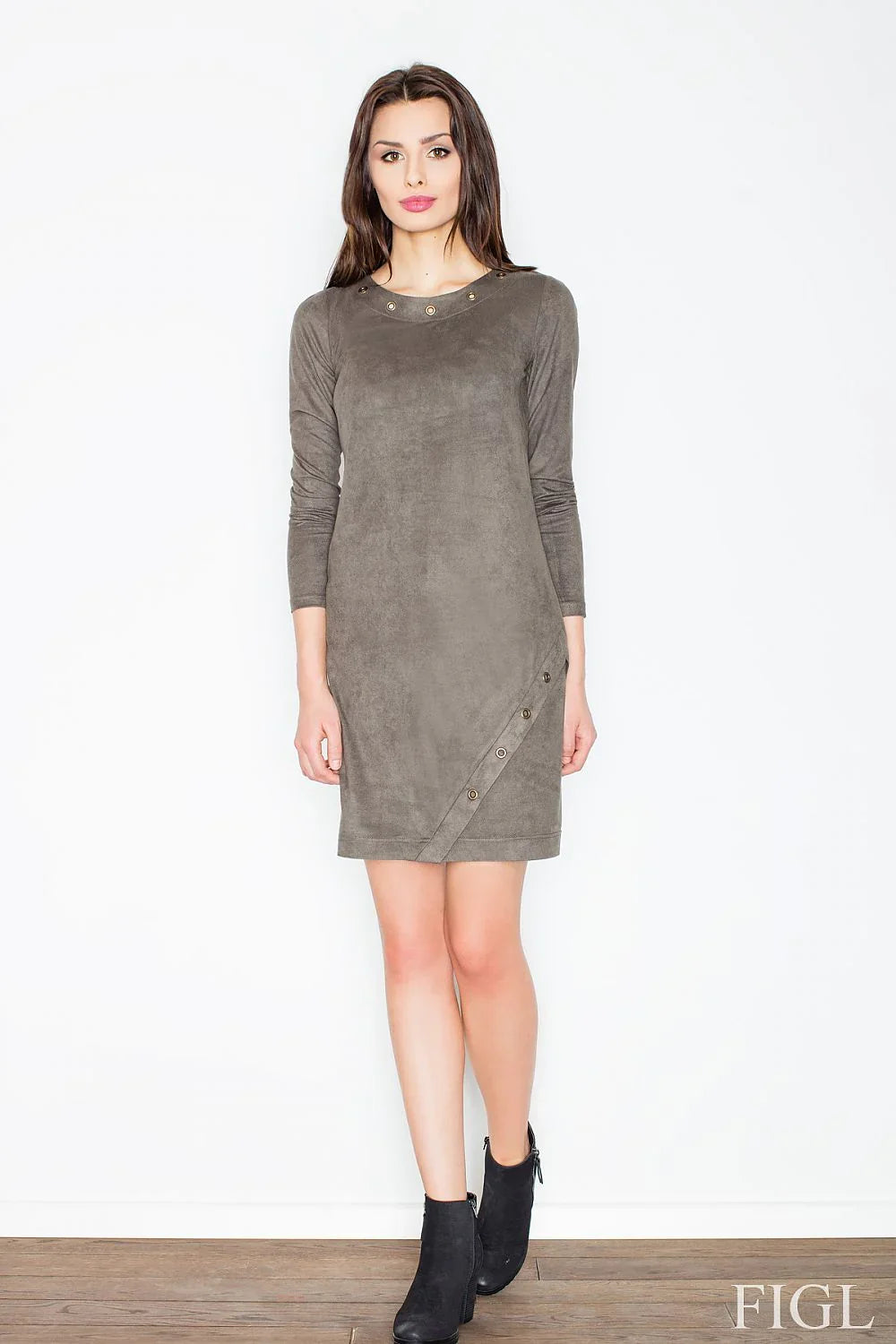 Long Sleeve Mini Dress Casual Everyday Style-Day Dress-GUOCALI