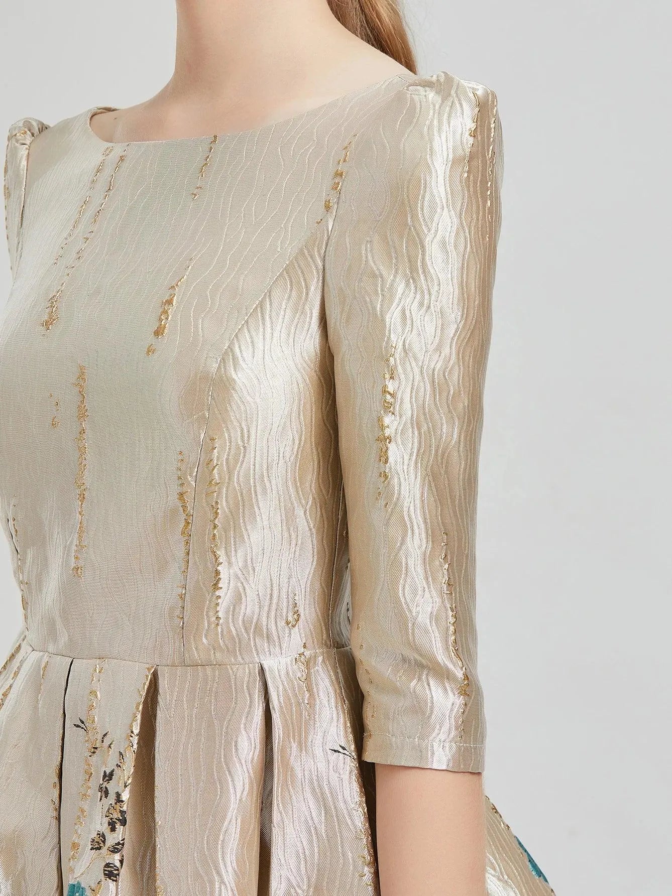 Luxury Floral Jacquard Evening Dress -Guocali