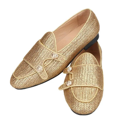 Luxury Woven Monk Strap Loafers - Loafer Shoes - Guocali