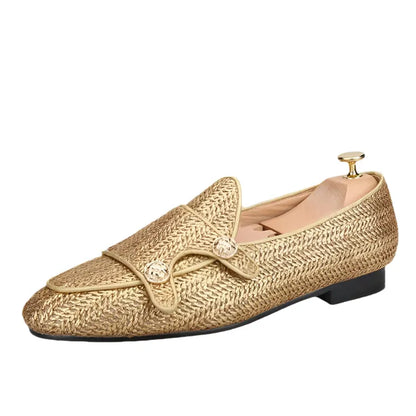 Luxury Woven Monk Strap Loafers - Loafer Shoes - Guocali