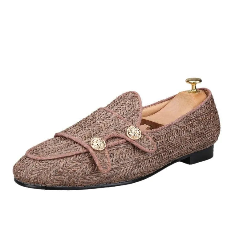 Luxury Woven Monk Strap Loafers - Loafer Shoes - Guocali