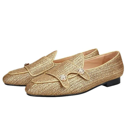 Luxury Woven Monk Strap Loafers - Loafer Shoes - Guocali