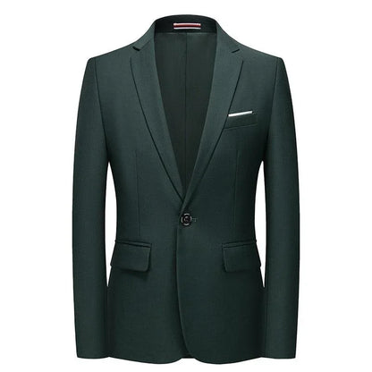 Men Blazer - 1-Button Style Blazer - Green -Guocali