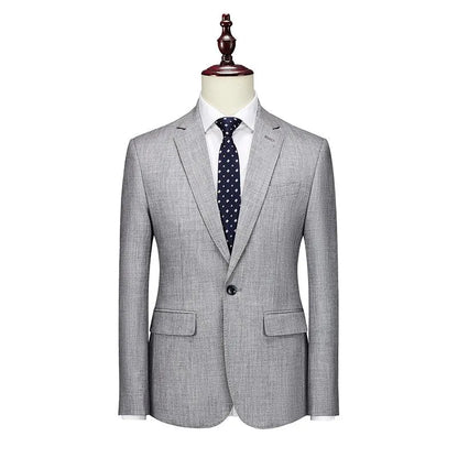 Men Blazer - 1-Button Style Blazer - Grey -Guocali