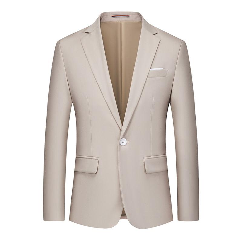 Men Blazer - 1-Button Style Blazer - Khaki - Men Blazer - Guocali