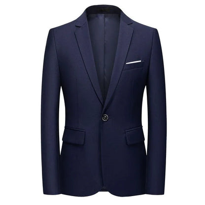 Men Blazer - 1-Button Style Formal Blazer - Navy Blue -Guocali