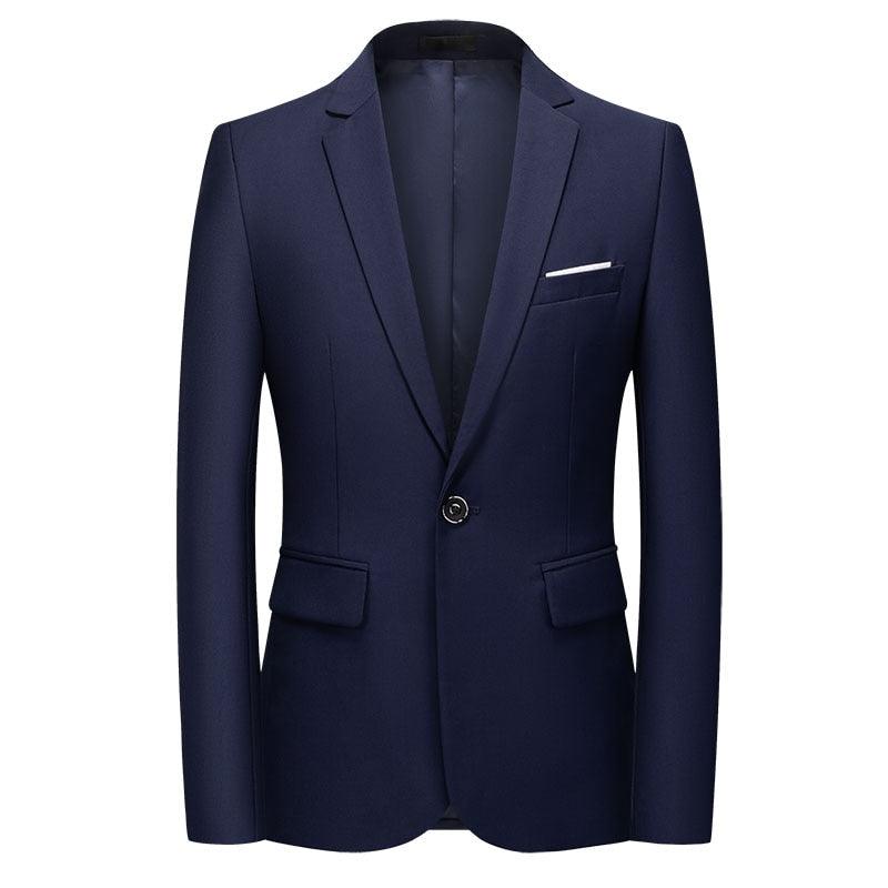 Men Blazer - 1-Button Style Formal Blazer - Navy Blue - Men Blazer - Guocali