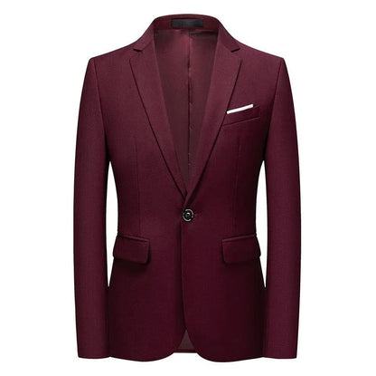 Men Blazer - 1-Button Style Formal Blazer - Red -Guocali