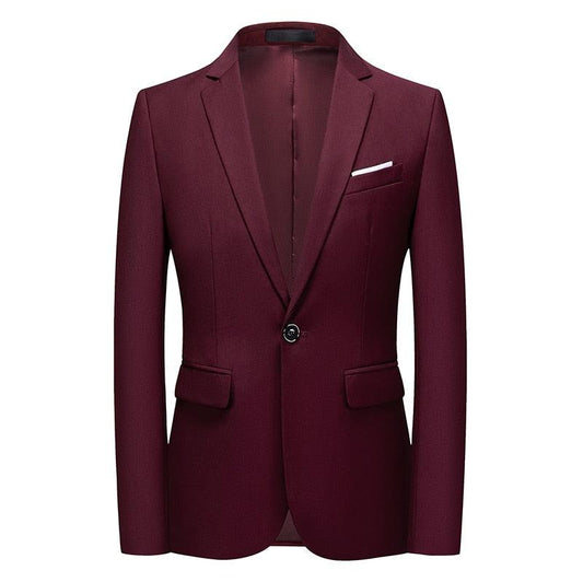 Men Blazer - 1-Button Style Formal Blazer - Red - Men Blazer - Guocali