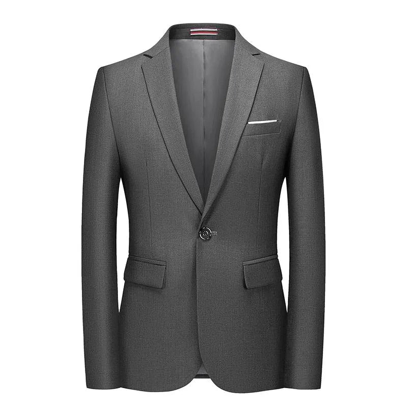 Men Blazer - 1-Button Style Grey Formal Blazer -Guocali