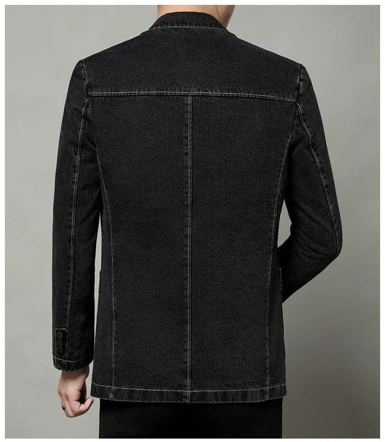 Men Blazer - Casual Denim Blazer -Guocali