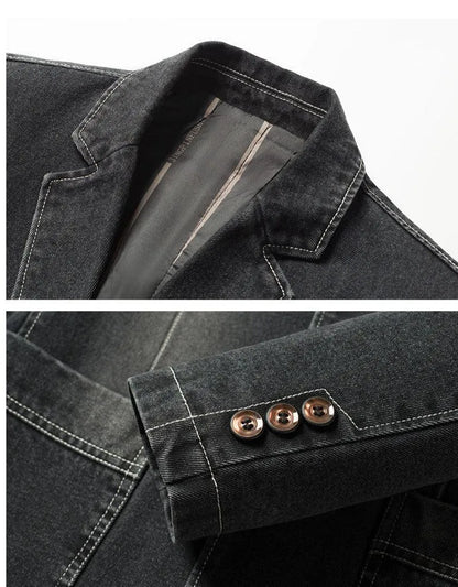 Men Blazer - Casual Denim Blazer -Guocali