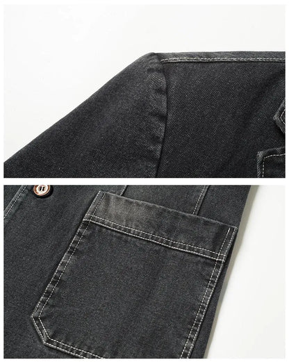 Men Blazer - Casual Denim Blazer -Guocali