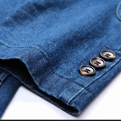Men Blazer - Casual Denim Blazer -Guocali