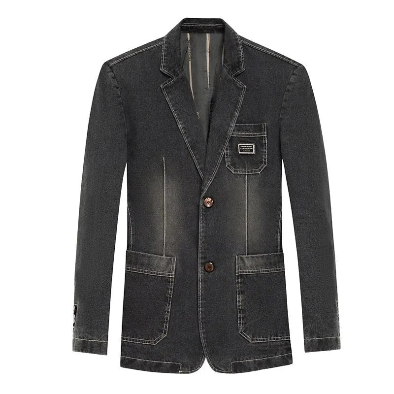 Men Blazer - Casual Denim Blazer -Guocali