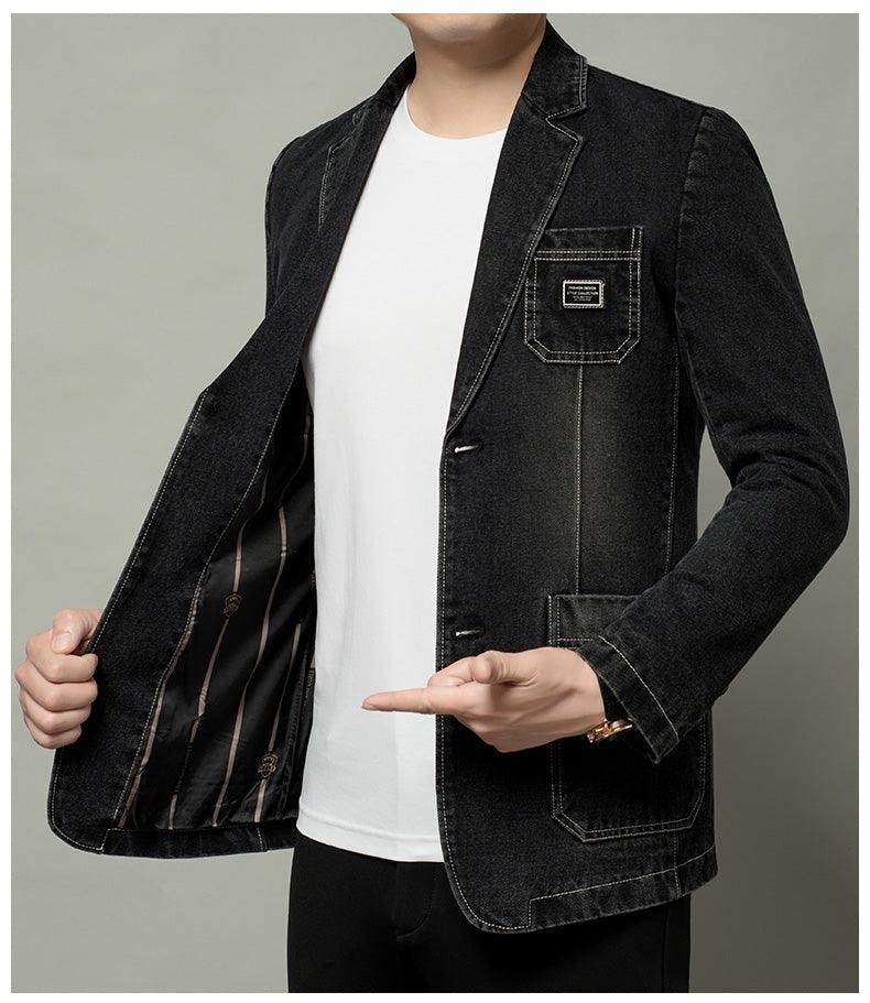 Men Blazer - Casual Denim Blazer - Men Blazer - Guocali