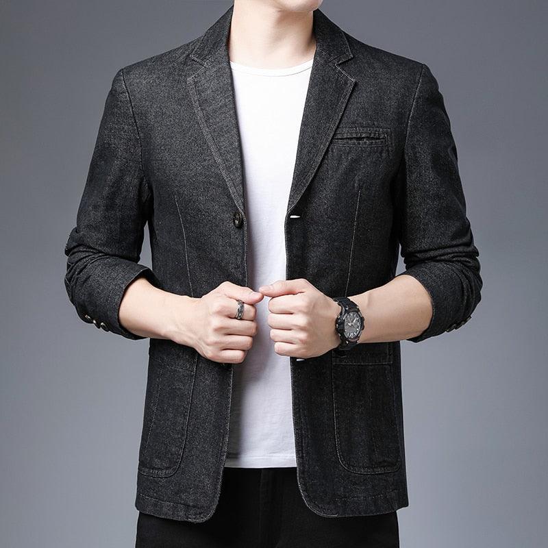 Men Blazer - Casual Denim Blazer - Men Blazer - Guocali