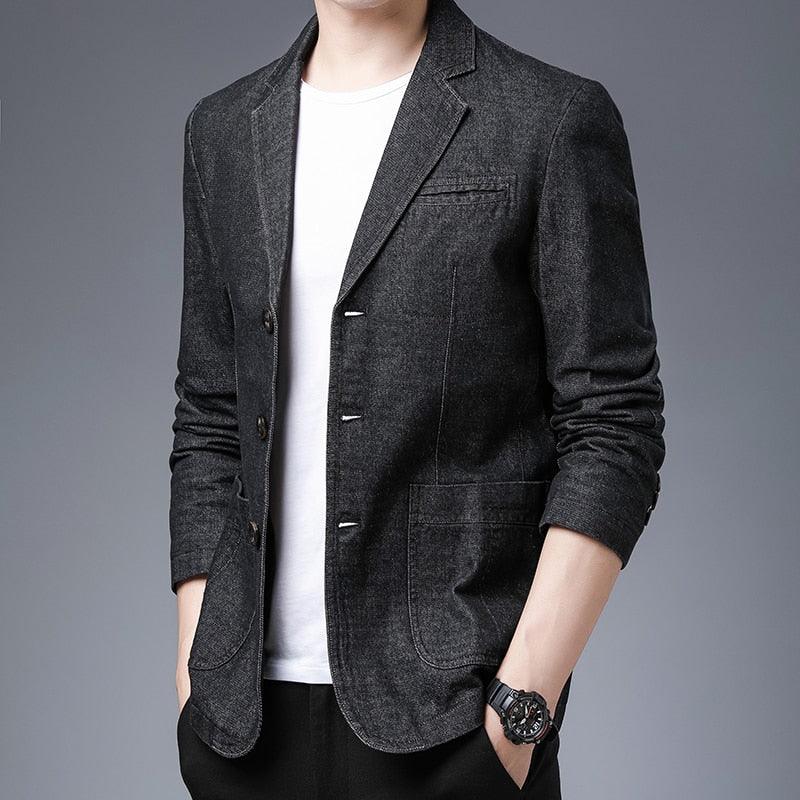 Men Blazer - Casual Denim Blazer - Men Blazer - Guocali