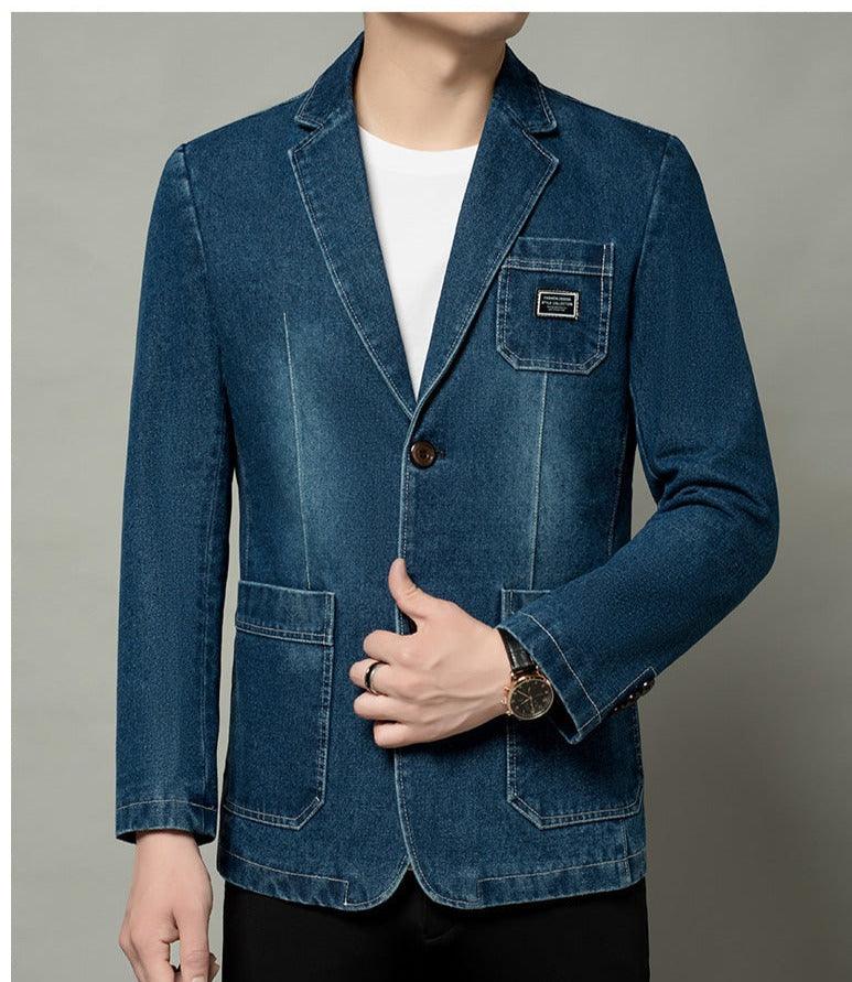 Men Blazer - Casual Denim Blazer - Men Blazer - Guocali