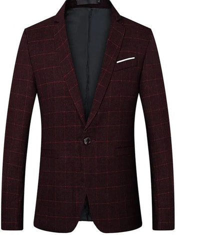 Men Blazer - Checked Formal Blazer -Guocali