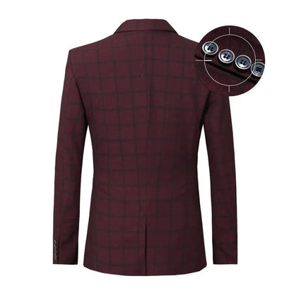 Men Blazer - Checked Formal Blazer -Guocali