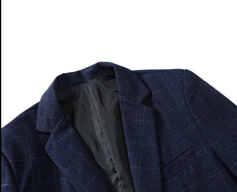 Men Blazer - Plaid Business Casual Blazer -Guocali
