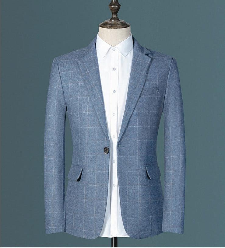 Men Blazer - Plaid Business Casual Blazer - Men Blazer - Guocali